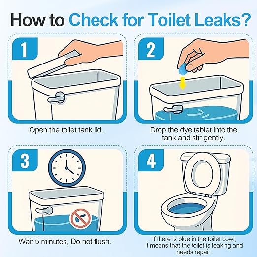 Demissle 100 Pcs Toilet Leak Detection Tablets, Blue Dye Tablets with Storage Bottle, Detect Silent Tank Leaks, Water Tracer Dye for Bathroom Toilets Detection