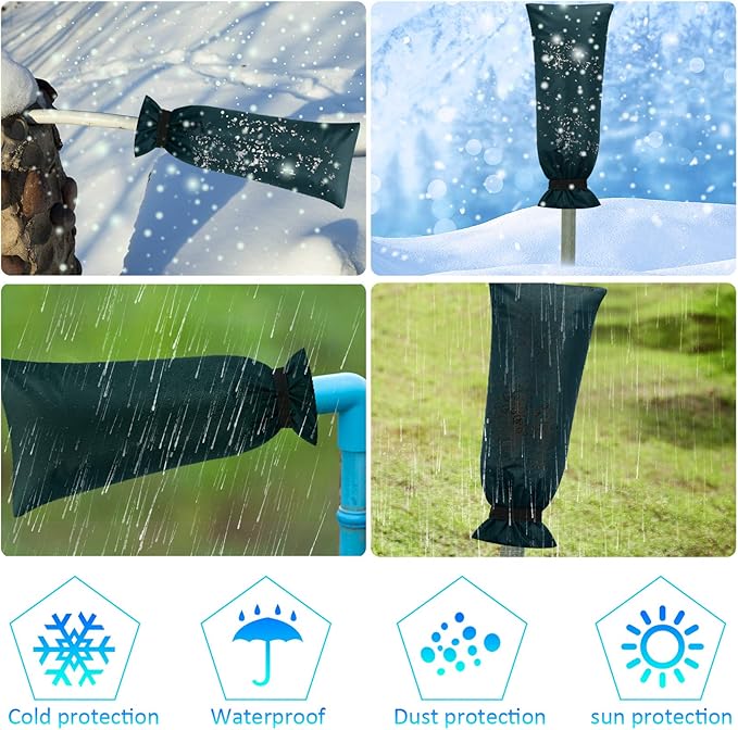Frienda Outdoor Faucet Cover for Winter Freeze Protection 25'' x 10'' Winter Outside Large Backflow Preventer Insulation Spigot Hose Bib Cover for Garden Lawn Faucet Yard Hydrant(Green,1 Piece)
