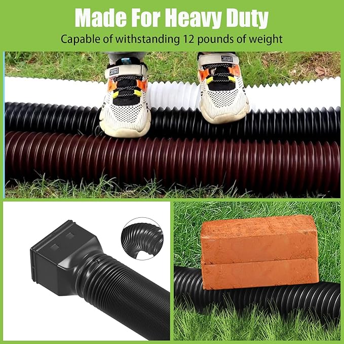 2 Pack Rain Gutter Downspout Extensions,Drain Downspout Extender Diverter, Flexible Downspout Extensions Can Extendable from 21 to 60 Inches (Black)
