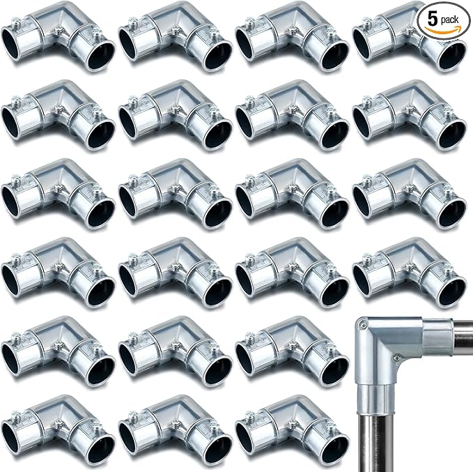Gisafai 5 Pcs EMT Conduit Fittings Inside Corner Pull Elbow, EMT 90 Degree Metal Conduit Capped Corner Coupling, Combo Head Set Screw, Zinc Die Cast, Silver (3/4 Inch)