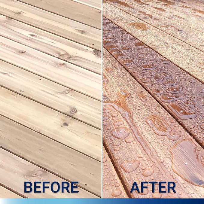 SEAL-ONCE Marine Ready Mix - 1 Gallon Penetrating Wood Sealer Waterproofer & Stain (Coastal Gray). Water-Based, Ultra-Low VOC Formula for high-Moisture Areas to Protect Wood Docks, Decks & Piers.