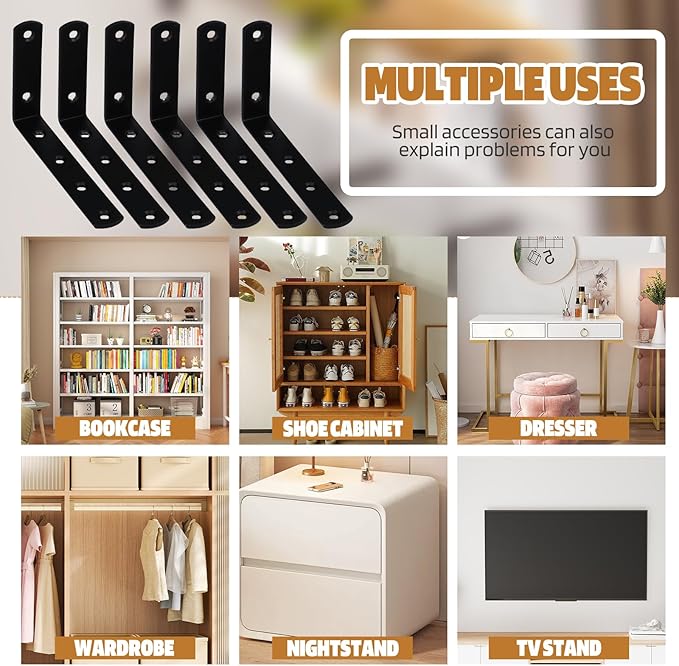 12 Pcs Furniture Wall Anchors Anti Tip Baby Proofing for Safety Securing 400 lbs Dresser Bookcase to Wall Heavy Duty Furniture Anchors Kit for Cabinet Dresser Bookshelf (12 Pack)