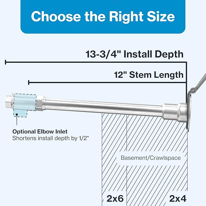 Aquor House Hydrant V1+ Frost Free Outdoor Faucet, Anti Siphon Valve with Quick Connect, Frost Proof Flush Wall Hose Bib, 12 inch Stem, 13-3/4 inch Install Depth, Slate Gray