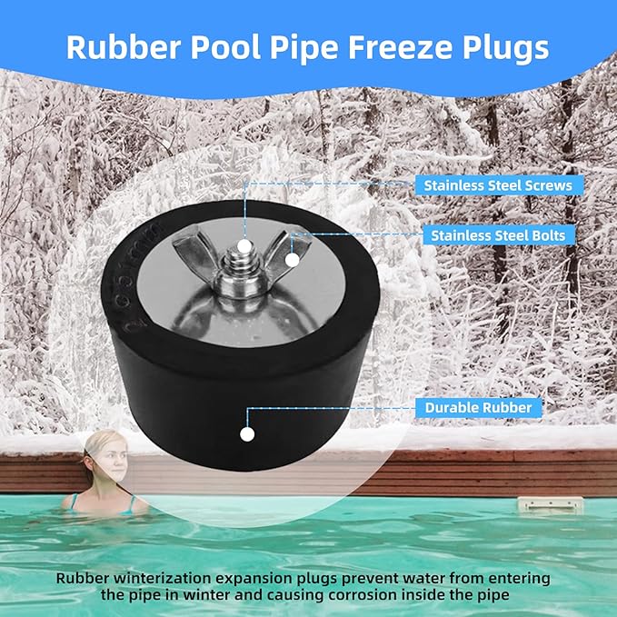 3 Sizes Pool Backwater Plug, Pool Skimmer Plug, Pool Antifreeze Plug, Pool Plug with Stainless Steel Screws for Swimming Pool Inground Pool Above Ground Pool (1", 1.5", 2") Set of 3 (1", 1.5", 2" | 3)