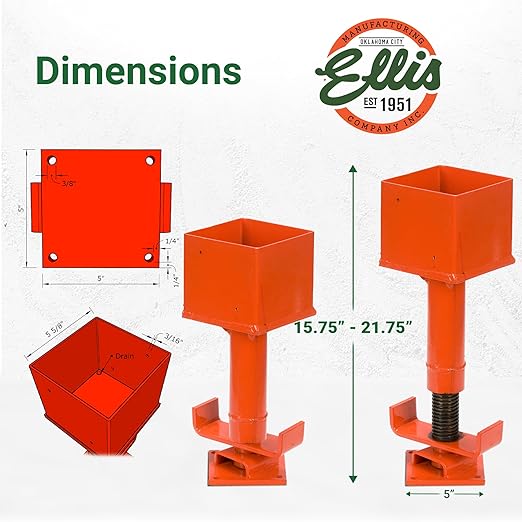 Ellis Manufacturing Co. Shore Holder, 3/16" Steel Cup for Attaching Shores to 4" or 5" Aluminum Purlin, Secure with Duplex Nails, 4x4 Cup