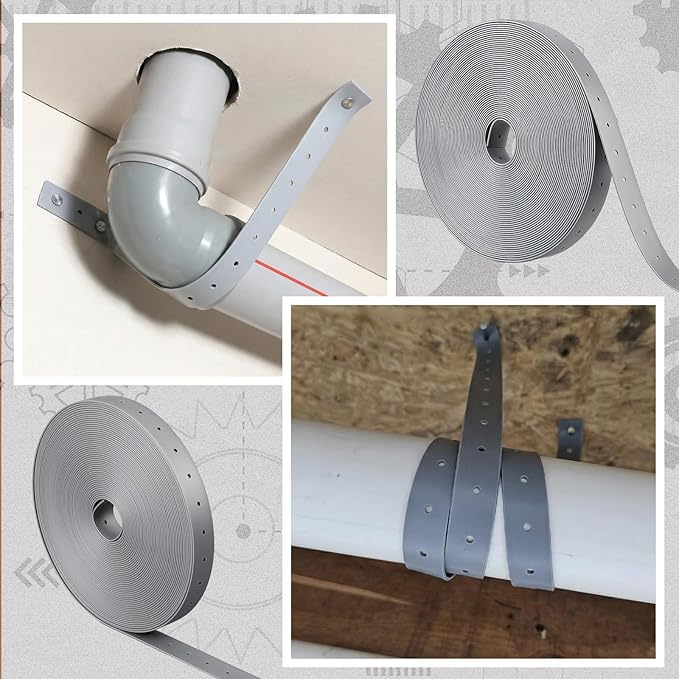 3 Roll Plastic Hanger Strap 3/4 Inch x 50 Feet Reinforced Flexible Heavy Duty Strong Support Hanger Strap for Pipe & Ducts Securing in Plumbing & HVAC, Total 150ft