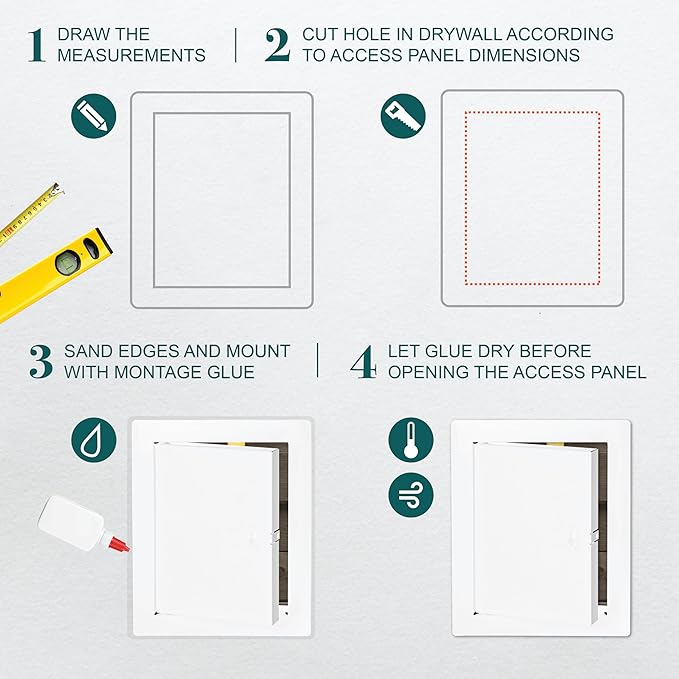6" x 8" White Metal Access Door. Plumbing, Electricity, Heating, Alarm Wall Access Panel for Drywall