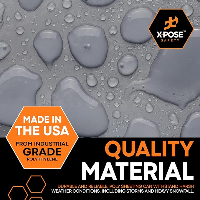 Xpose Safety Clear Plastic Sheeting 10 Pack – 10' x 100' Rolls – Heavy Duty 6 Mil Poly Sheet – Waterproof, Dustproof, Vapor Barrier – for Construction, Painting, Industrial Use