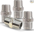 1/2" NPT Male Hex Nipple Pipe Fittings, 304 Stainless Steel 1/2 inch Threaded Pipe Adapter Fittings Equal Nipples Connectors, 4pcs Male Straight Connector Pipe Fitting