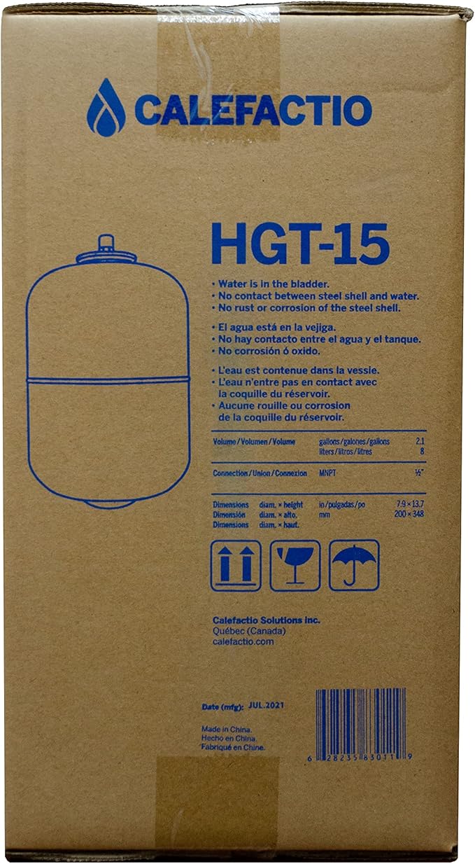 HGT-15 non-potable expansion tank for water and glycol radiant floor and other heating application - 2.1 gallons, Gray