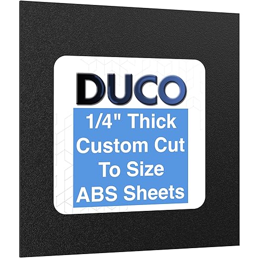 Duco USA-Made Custom Cut to Size ABS Plastic Sheets 1/4 Inch Thick - Black, Heat Moldable, Rigid, Thermoplastic ABS Boards - 1/4 Plastic Sheets for DIY Home Decor, Automotive, & Structural Crafts