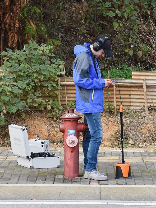 PQWT L7000 Underground Water Leak Detectors Indoor Outdoor Wall Water Pipe Detector Machine Multi Sensor Acoustic Pipeline Leakage Detection Kit Noise Reduction Headphone Smart Touchscreen Carry Case