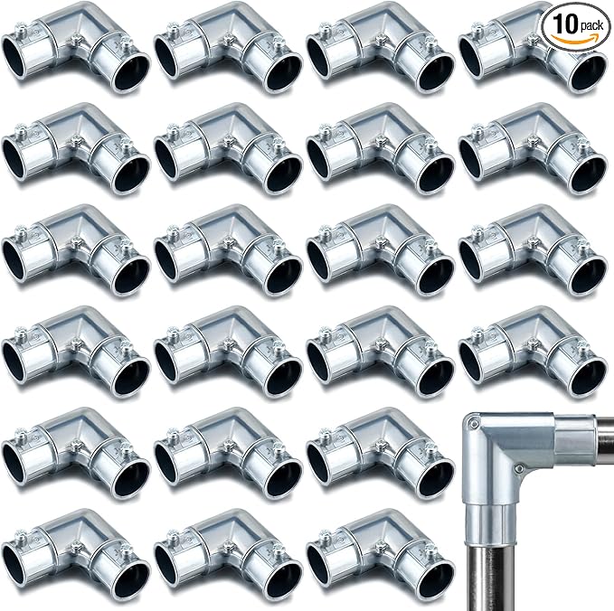Gisafai 10 Pcs EMT Conduit Fittings Inside Corner Pull Elbow, EMT 90 Degree Metal Conduit Capped Corner Coupling, Combo Head Set Screw, Zinc Die Cast, Silver (1/2 Inch)