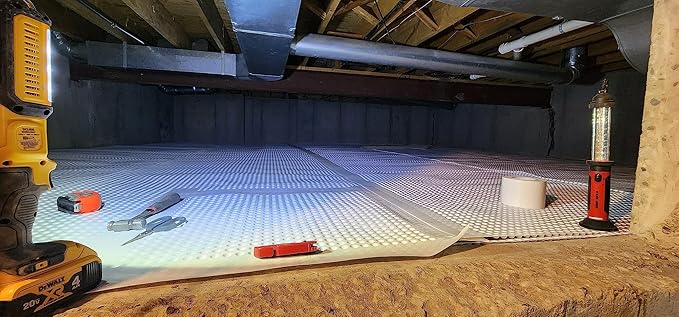 Whitecap Dimple Drainage Matting, 4' x 50' - Protect Vapor Barriers, Improves Water Movement and Drainage - Waterproof Moisture Barrier Foundation Wrap and Floor Underlayment