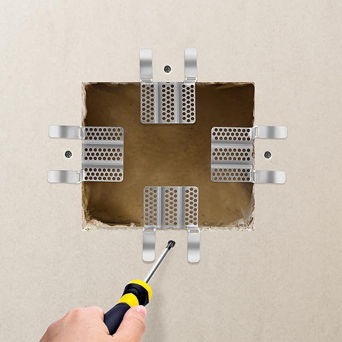 moonoom 32 Pack Drywall Repair Clips, 1/2 inch Drywall Fastener Clip with 64 Screws, Stainless Steel Wall Patch Clips for Damaged Walls Repairing