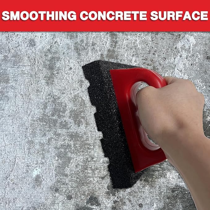 Rub Brick Tool, 20 Grit Masonry Rubbing Brick, Concrete Tools, Removing Smoothing Cleaning Marks Fluted Tool with Handle