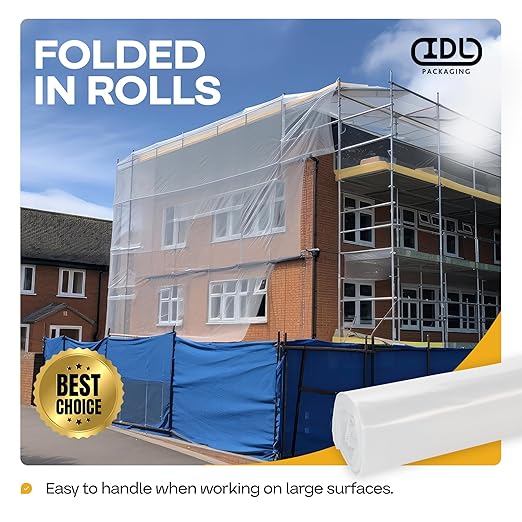 Plastic Sheeting 4 mil, 6' x 50' (300 sq.ft.), Pack of 6 - Thick Semi-Clear Plastic Sheeting for Construction, Painting, Drop Cloth, Slide&Slip - Heavy Duty LDPE Film Roll by IDL Packaging