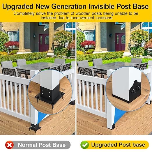 6x6 Post Base, 2Pcs Stainless Steel Adjustable Post Anchor Bracket (Internal 5.5 x 5.5), Adjustable Post Base for Pavilion Deck Porch Handrail Railing Support Decorative Anchor Plate