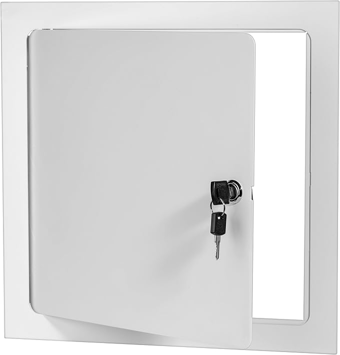 Premier 5000 Series Commercial Grade Steel Access Door, 8 x 8 Flush Universal Mount, White (Keyed Cylinder Latch)