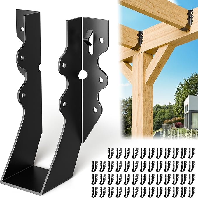 50 Pcs Black 2x6 Joist Hanger,LU26 18 Gauge Double Shear Face Mount Joist Hanger,Hurricane Ties for Rafters Tie Brackets Great for Floor Deck and Ceiling Joists