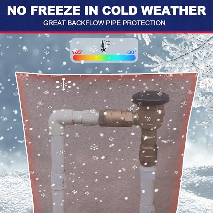 Backflow Preventer Cover Insulated (5˚F) - 36" W x 24" H Backflow Cover for Winter Pipe Freeze Protection - Sprinkler Covers for Outside - Double Wall Insulation Cover Brown