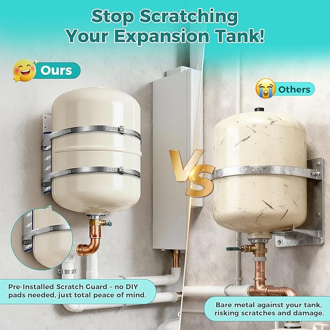 Quickstrap Expansion Tank Mounting Bracket, Thermal Expansion Tank Support, Water Tank Bracket Holds up to 5-Gallon Water Heater Tanks & 13-Inch Diameter Cylinders (2 Set)