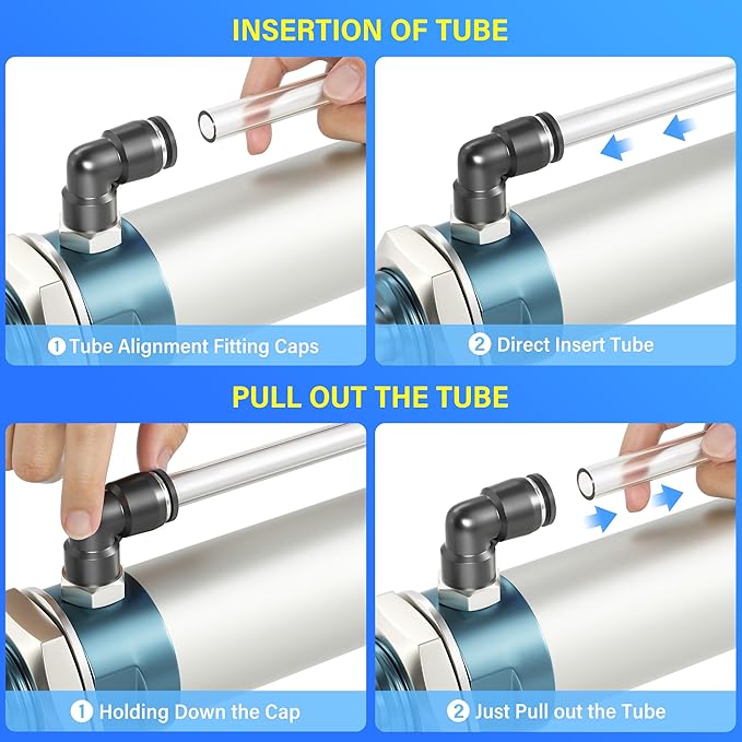 TAILONZ PNEUMATIC Elbow and Straight Combination 1/2 Inch Tube OD x 3/8 Inch NPT Thread Push to Connect Fittings PC-1/2-N3+PL-1/2-N3(Pack of 4)