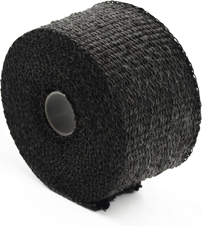 DOBTIM Fireproof Pipe Wrap Insulation 2" Wide X 16' Long, Fiberglass Heat Shield Tape Pipe Webbing for Stove Flue Protector with 2 Clamps, Black