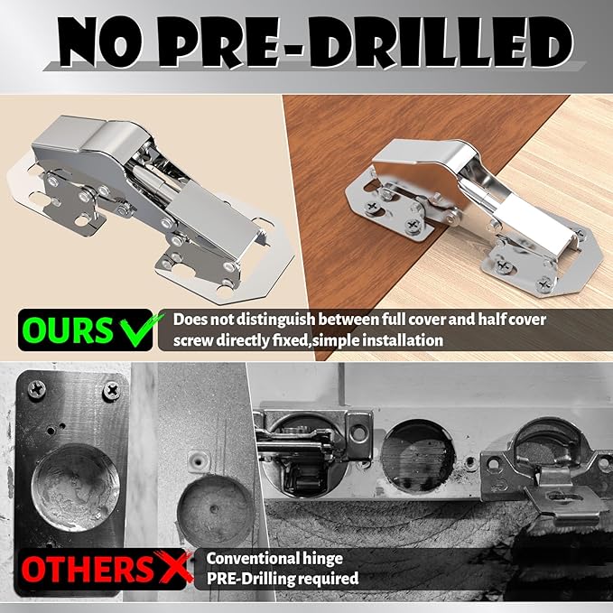 BESTEEL 24 Pack Hidden Hinges Soft Close Surface Mount Kitchen Cabinet Hinges, Concealed Cabinet Hinges for Cabinet Doors Frameless,No Pre-drilled for Kitchen Cupboard, Surface Mount Hinges
