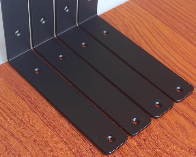 16 Pack - L 8" x H 6" x W1.5, 5mm Thick Black L Shelf Bracket, Iron Shelf Brackets, Metal Shelf Brackets, Floating Shelf, Shelf Supports with Screws