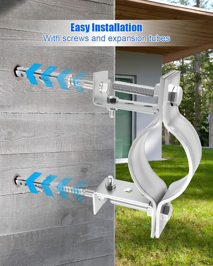 3 Inch Adjustable Pipe Bracket, B Vent Wall Bracket Chimney Pipe Support Clamp Round Gas Vent Strap, Heavy Duty Split Ring Hanger, 2 Pieces