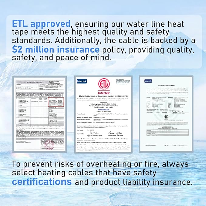 HEATIT 70ft Self-Regulating Pipe Heating Cable for Pipe Freeze Protection, Automatic with Built-in Thermostat for Metal And Plastic Home Pipes, Energy-Saving Heat Tape for Pipes ETL Listed, 120V 3W/FT