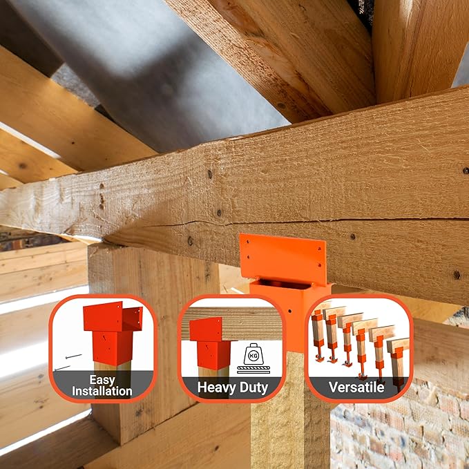 Ellis Manufacturing Company - Single 2x6 Joist Holder for 4x4 Post - Secure in Crawl Space - Metal Support, Wall Mount Bracket for Construction & Stability Applications