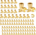 100-Pack Niikappu Push fit Drop Ear Elbow, 3/4 Inch x 3/4 Inch Female NPT Drop-ear Elbow Brass Push Fittings for PEX, Copper, CPVC, PE-RT Pipes, with Disconnect Clip