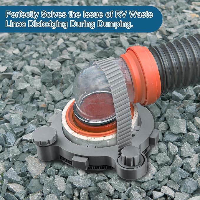 RV Hose Fastening Device, 90-Degree Elbow, RV Must Haves, RV Sewer Hose Support, Prevents Waste Lines from Dislodging While Dumping