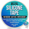 Better Boat White Heavy Duty Silicone Tape, Self-Fusing Rubber Hose and Plumbing Water Pipe Repair Seal, Coax Electrical or Waterproof Tape for Leaks, 15ft