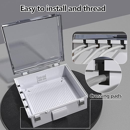 ABS Electrical Junction Box, Ventilated Design, Cable Grommets, IP65 Waterproof Enclosure, Indoor/Outdoor Use with Mounting Panel.. (Clear Cover, 13"x13"x5.1")
