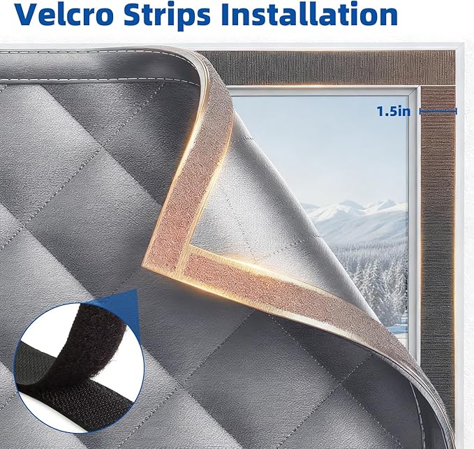Thermal Window Cover for Winter, 63"x 47" Window Insulation Kit, Oxford Cloth Cotton Layer Insulated Window Cover to Keep Cold Out for Living Room skylights RVs - Gray