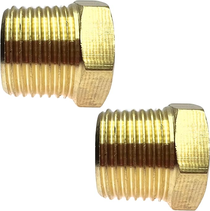 2pcs 3/8" NPT Male x 1/8" NPT Female Brass Reducer Hex Bushing Threaded Fitting Adapter by CX WONDERLAND