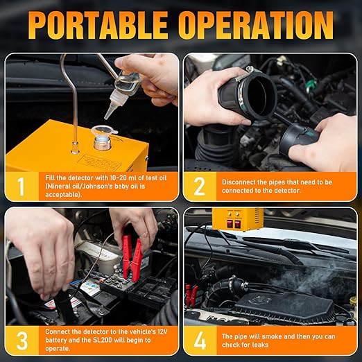 Smoke Machine Automotive Leak Detector with Pressure Gauge - DC 12V EVAP Smoke Machine Leak Tester Built-in Air Pump, Vacuum Leak Tester Leak in Vehicle Pipe Systems for Cars