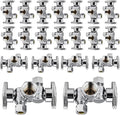 20-Pack EFIELD 1/4 Turn Dual Compression Outlet Angle Stop Valve with 2 Shut Off Valve/Handles, 1/2" Fip Iron Pipe x (3/8 inch x 3/8 inch) Chrome Plated,(VALVE140-20PCS)