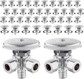 (Pack of 40) Seelink Multi-Turn Dual Outlet Angle Stop Valve, 1/2" Pex Crimp F1807 Pipe Inlet x (3/8 inch x 3/8 inch) Compression Outlets, Chrome Plated Brass