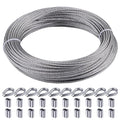 1/8" wire cable, 100ft Wire Rope Metal Cable With Loop Sleeve And Steel Thimble, 7x7 marine stainless steel Strand Core Perfect For Deck Railing System, Outdoor hanging kit, garden fence (SR03)