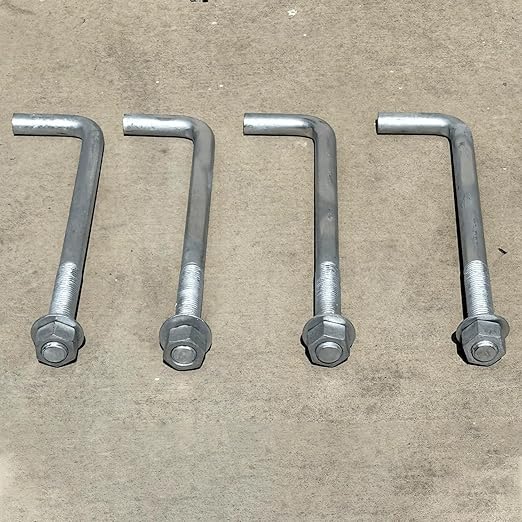 Sandbaggy 1-1/4" x 18" Threaded Concrete Anchor L-Bolts (Nuts & Washers Included) - Hot Dipped Galvanized - Sill Plate, Base Plate, Masonry, Wood, Cement Anchors, J Bolt (1, 1-1/4" x 18")