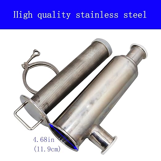 TECHTONGDA Water Filter Strainer L-Type 304 Stainless Steel 2inch Inlet Outlet 100 Mesh Quick Tri Clamp 17.7inch Length
