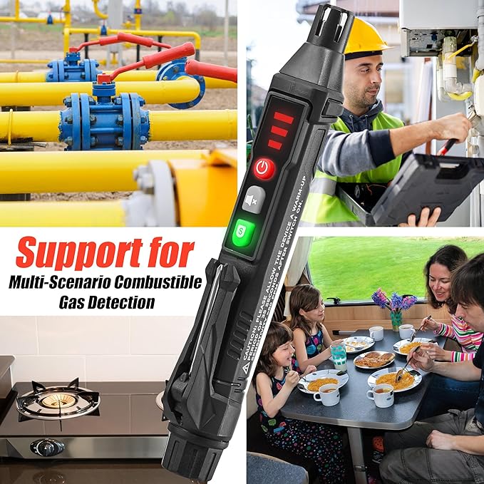 2 in 1 Gas Leak Detector, IVOLWIN Natural Gas Leak Detector with Foldable Screwdriver, Audible & Visual Alarm, Portable Gas Detector for Home Natural Gas, Methane, Propane and Combustible Gases