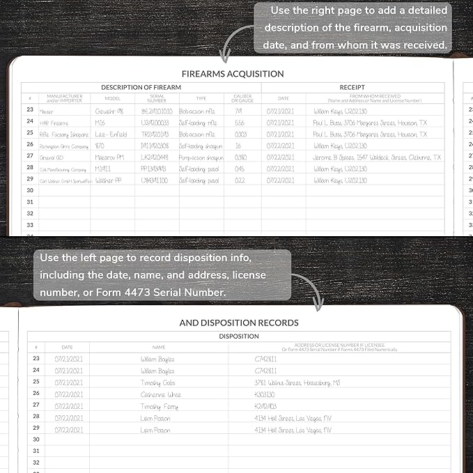Skyline Firearms Acquisition & Disposition Record Book – Hardcover Gun Log Book for Firearm Dealers & Personal Use – Log Book for Receipt & Disposition Records, 10x7″(Dark Brown)