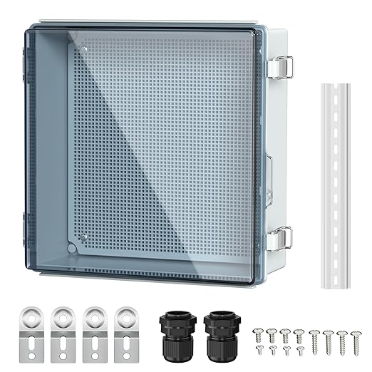 Joinfworld Outdoor Waterproof Electrical Box 13x13x5 Nema Box Weatherproof Plastic Electrical Box Outdoor WiFi Enclosure for Electrical Connection WiFi Router