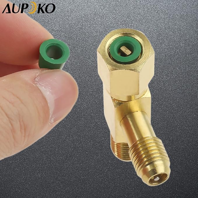 Aupoko Quick Coupler Access Tee, 1/4'' Valves Core Tee Adapter with Swivel Connector, Fits for Gauge Deep Vacuum Pump Manifold