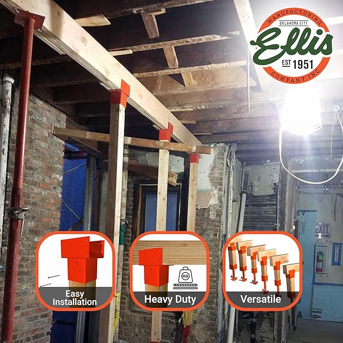 Ellis Manufacturing Company - Triple 2x6 Joist Holder for 4x4 Post - Secure in Crawl Space - Metal Support, Wall Mount Bracket for Construction & Stability Applications